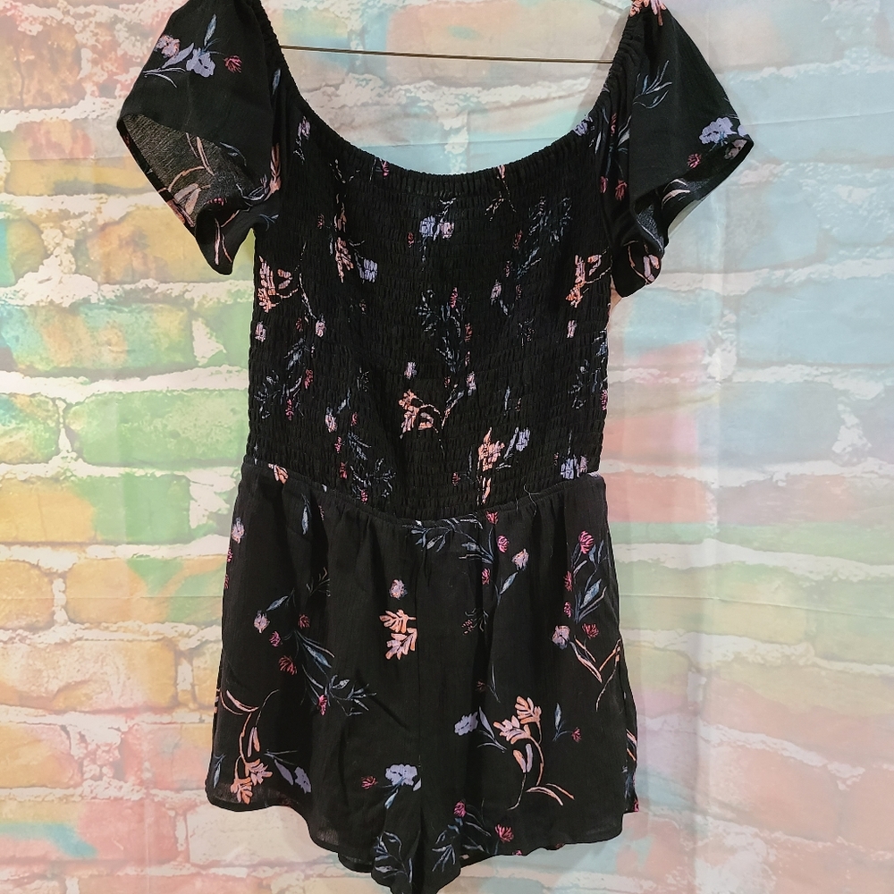 Black floral romper